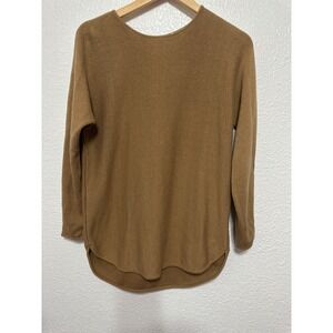 Michael Kors Womens Camel Brown Ribbed Knit Back Zip Sweater Medium